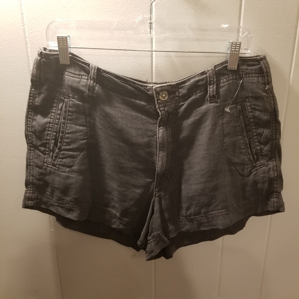 American Eagle Womens 34 Charcoal Gray Chino Shorts Chambray Coastal Beachy
